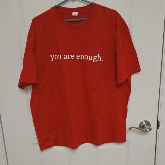 Dear Person Tops - Inspirational 'You Are Enough' Statement T-Shirt in Crimson